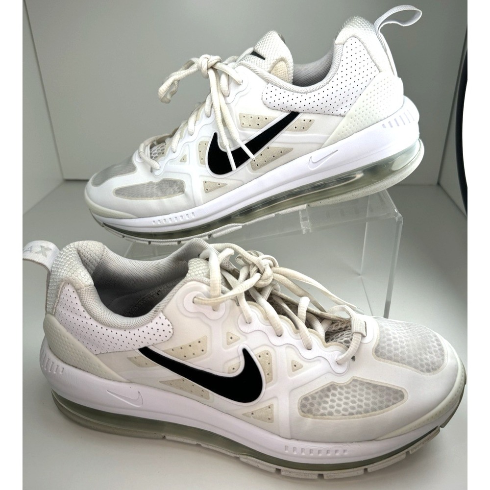 Nike Air Max Genome Pure White Black Men's Size 9 CW1648-100 Mesh Tech Shoes